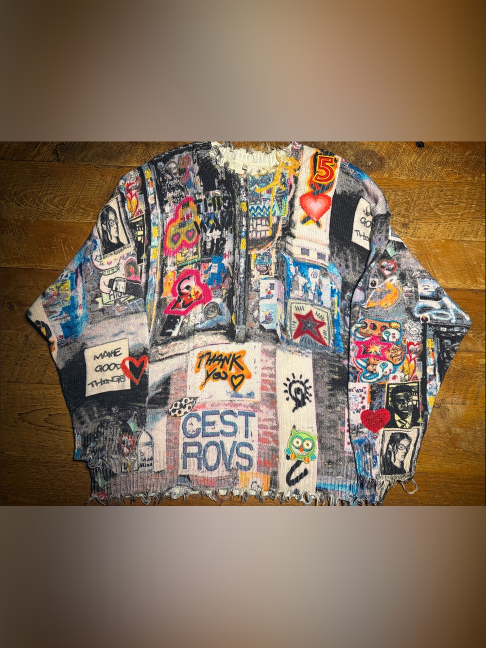 R13 Graffiti Print Cotton Sweater - Size M
